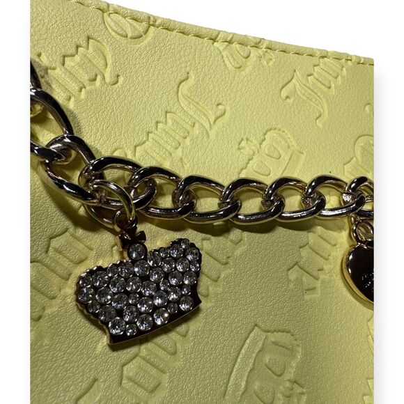 Juicy‎ Couture Yellow Textured Purse w/ Charms Retro Y2K Shoulder Bag - Picture 5 of 12